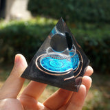Pyramide Orgonite Obsidienne Reiki 60mm faite main